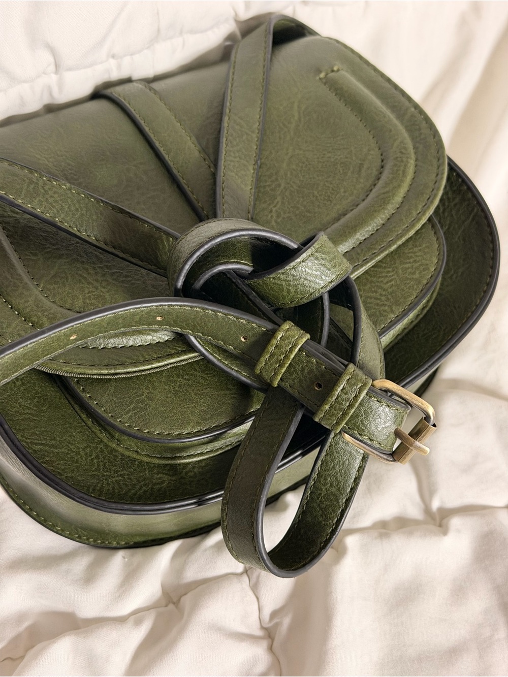 Olive Green Afkomst Saddle Bag - Women's Shoulder Bag